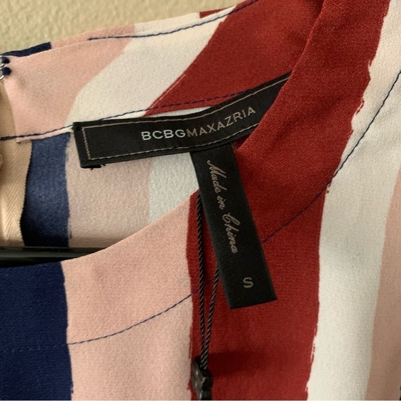 NWT BCBGMAXAZARIA Jeanne Striped Cabernet Blouse Boho Bell Sleeves Size Small - Picture 8 of 14